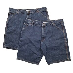 Lot of 2 Wrangler Carpenter Denim Shorts 112316682 Dark Wash Blue Mens Size 40